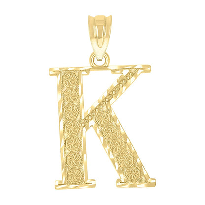 10k Yellow Gold Initial Letter "K" Pendant 1.4g Alphabet Unisex Charm