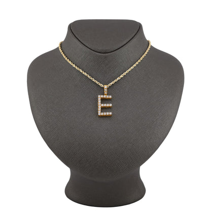 925 Yellow Natural 0.15 CTW Diamond Initial Alphabet "E" Pendant 2g Unisex Charm