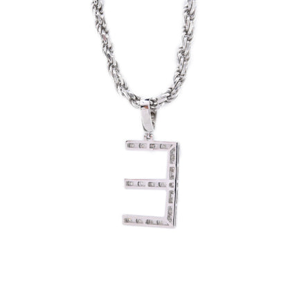 925 Silver Natural 0.15 CTW Diamond Initial Alphabet "E" Pendant 2g Unisex Charm
