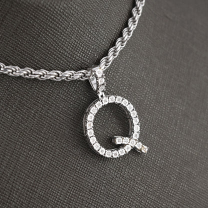 Plated 925 Sterling Silver Natural Diamond Pendant 2 grams Charm A to Z Initials