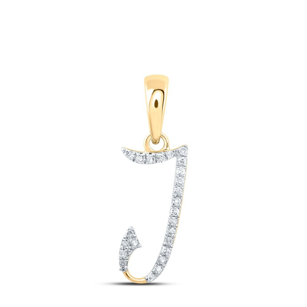 10k Yellow Gold 0.05CTW Natural Diamond Initial "J" Charm 0.58g Letter Pendant