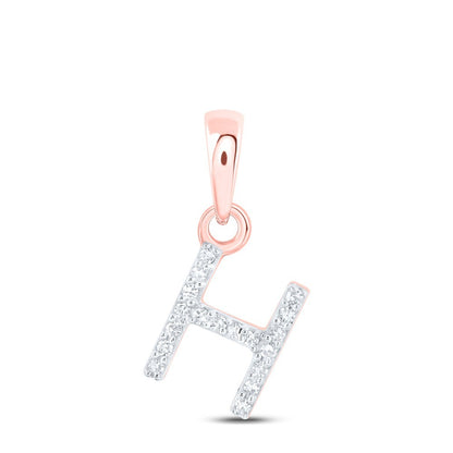 0.04CTW Natural Diamond 0.37g 10k Rose Gold Initial "H" Pendant Letter Charm
