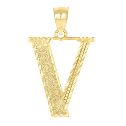 10k Yellow Gold Initial Letter "V" Pendant 2.2g Alphabet Unisex Charm