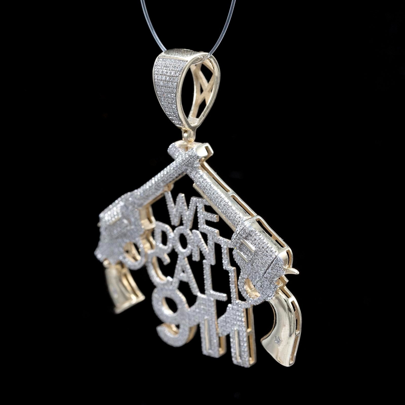 10k Yellow Gold 1.05CTW Natural Round & Baguette Diamond Gun Pendant 9.6g Charm