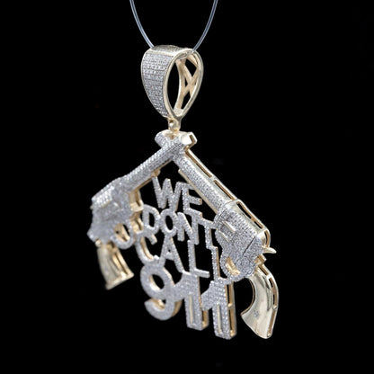 10k Yellow Gold 1.05CTW Natural Round & Baguette Diamond Gun Pendant 9.6g Charm