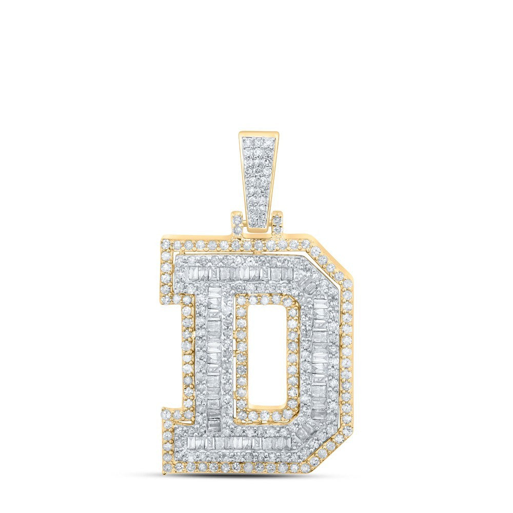 10k Yellow Gold Mens 1.01 CTW Natural Diamond Initial "D" Charm 3.97g Pendant