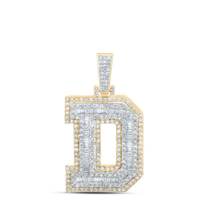 10k Yellow Gold Mens 1.01 CTW Natural Diamond Initial "D" Charm 3.97g Pendant
