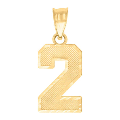10k Yellow Gold Initial Number "2" Pendant 0.8g Numeral Unisex Charm