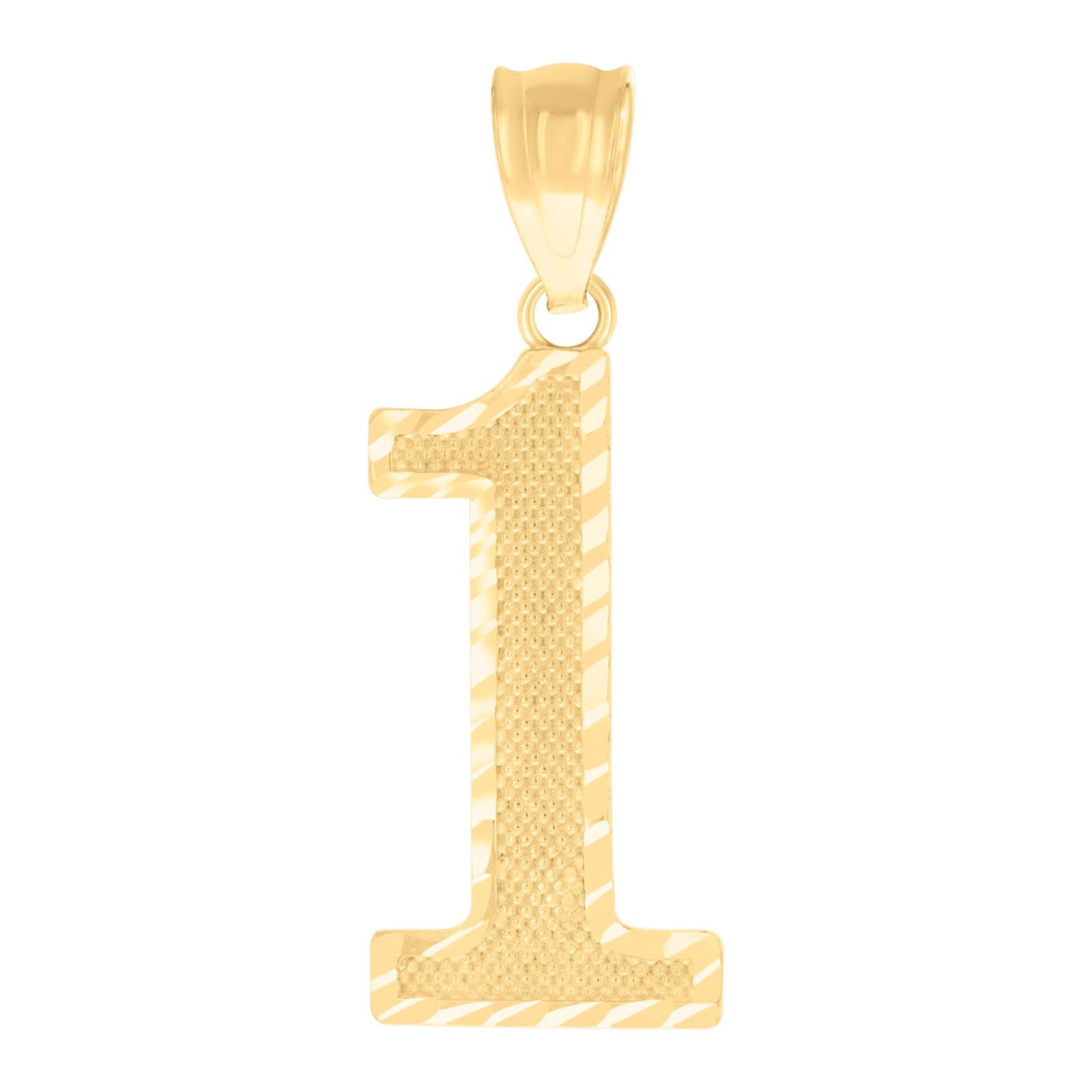 10k Yellow Gold Initial Number "1" Pendant 0.9g Numeral Unisex Charm