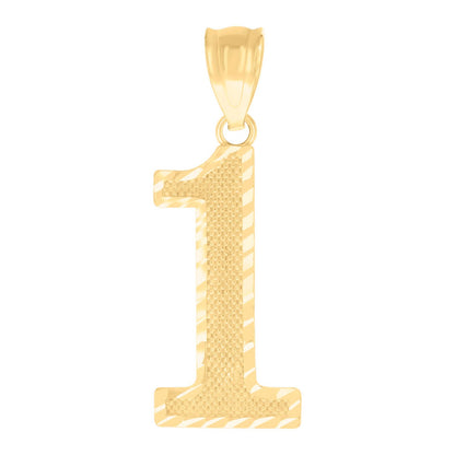 10k Yellow Gold Initial Number "1" Pendant 0.9g Numeral Unisex Charm