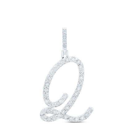 0.16CTW Natural Diamond 2.3g Sterling Silver Initial "Q" Pendant Letter Charm