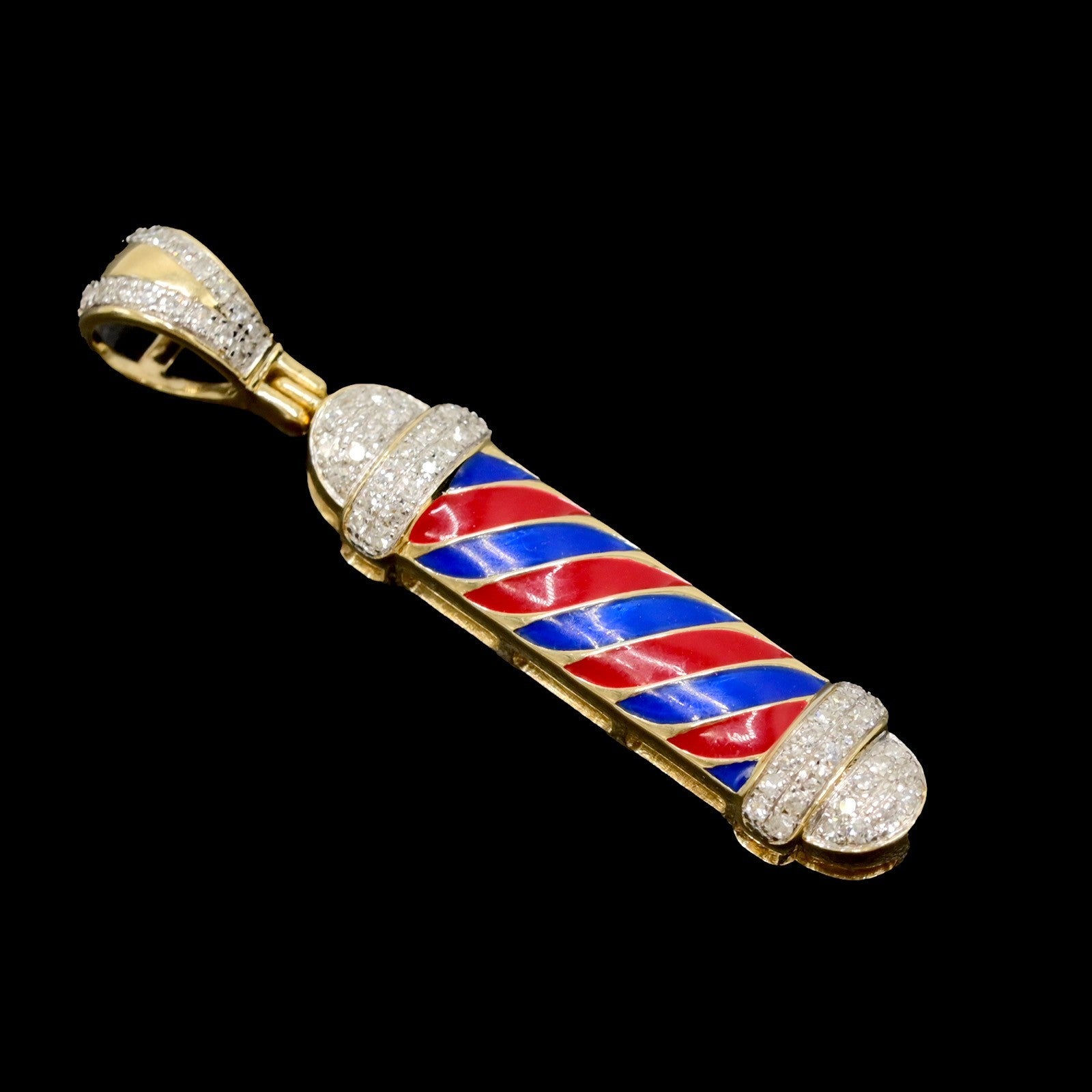 10k Yellow Gold 0.2CTW Natural Round Diamond Barber Poll Pendant 1.9g Charm