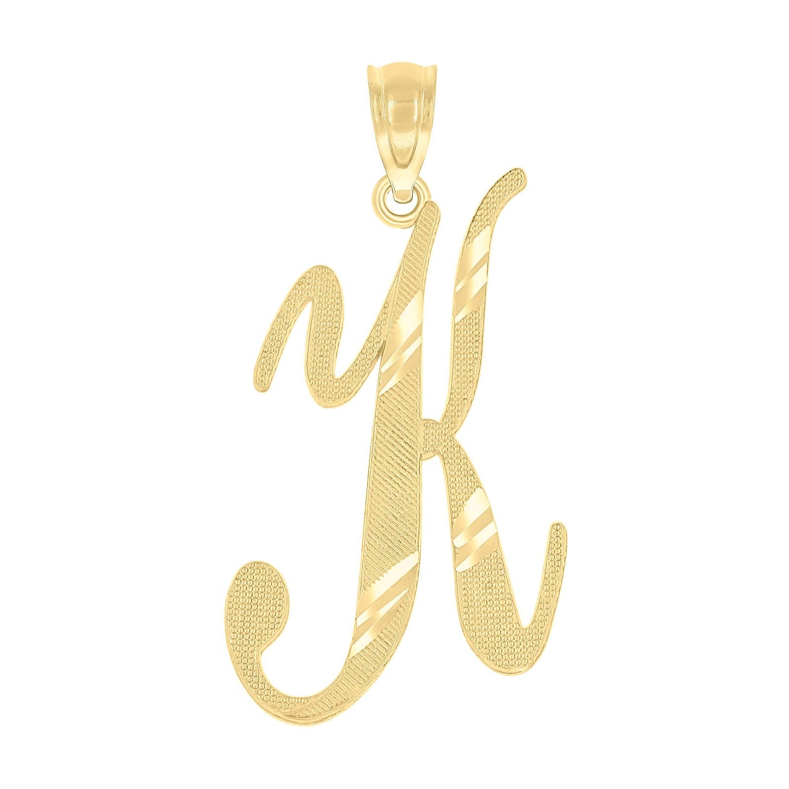 10k Yellow Gold Initial Letter "K" Pendant 0.7g Alphabet Unisex Charm