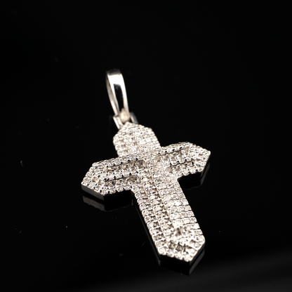 925 Natural Diamond 0.35 CTW Religious Cross Pendant Men Women Charm