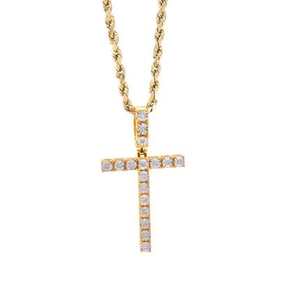 925 Yellow Natural 0.15 CTW Diamond Initial Alphabet "T" Pendant 2g Unisex Charm