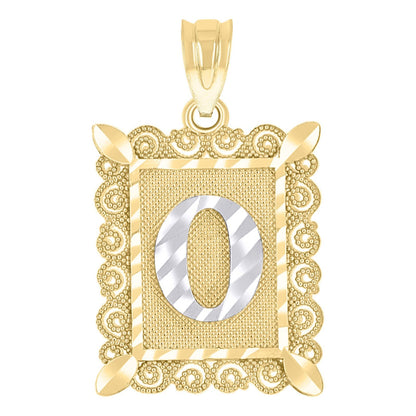 10k Yellow & White Gold Initial Letter "O" Pendant 1g Alphabet Unisex Charm