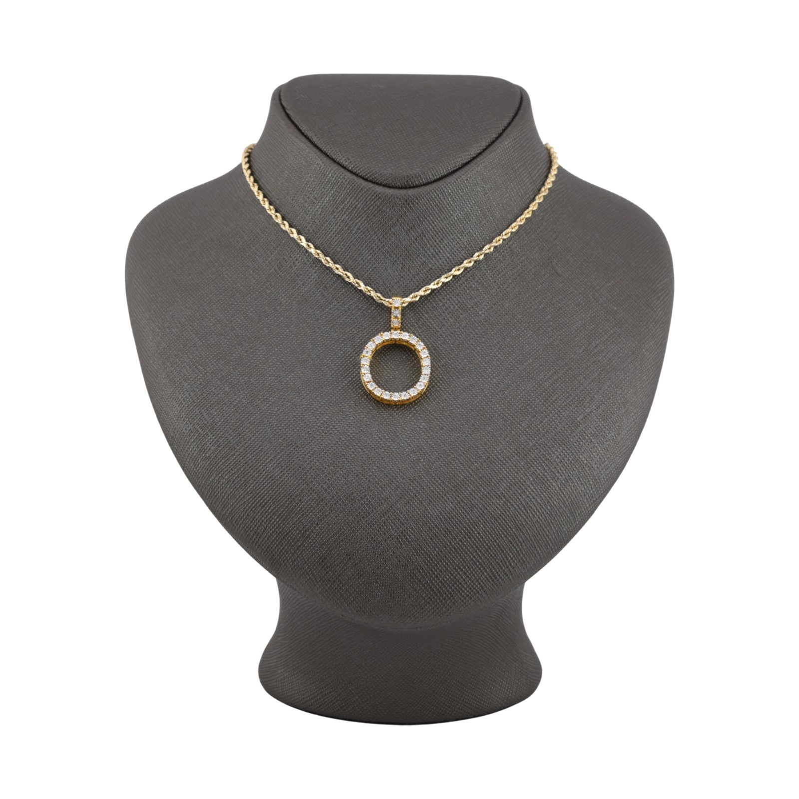 925 Yellow Natural 0.15 CTW Diamond Initial Alphabet "O" Pendant 2g Unisex Charm