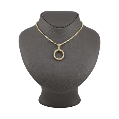 925 Yellow Natural 0.15 CTW Diamond Initial Alphabet "O" Pendant 2g Unisex Charm