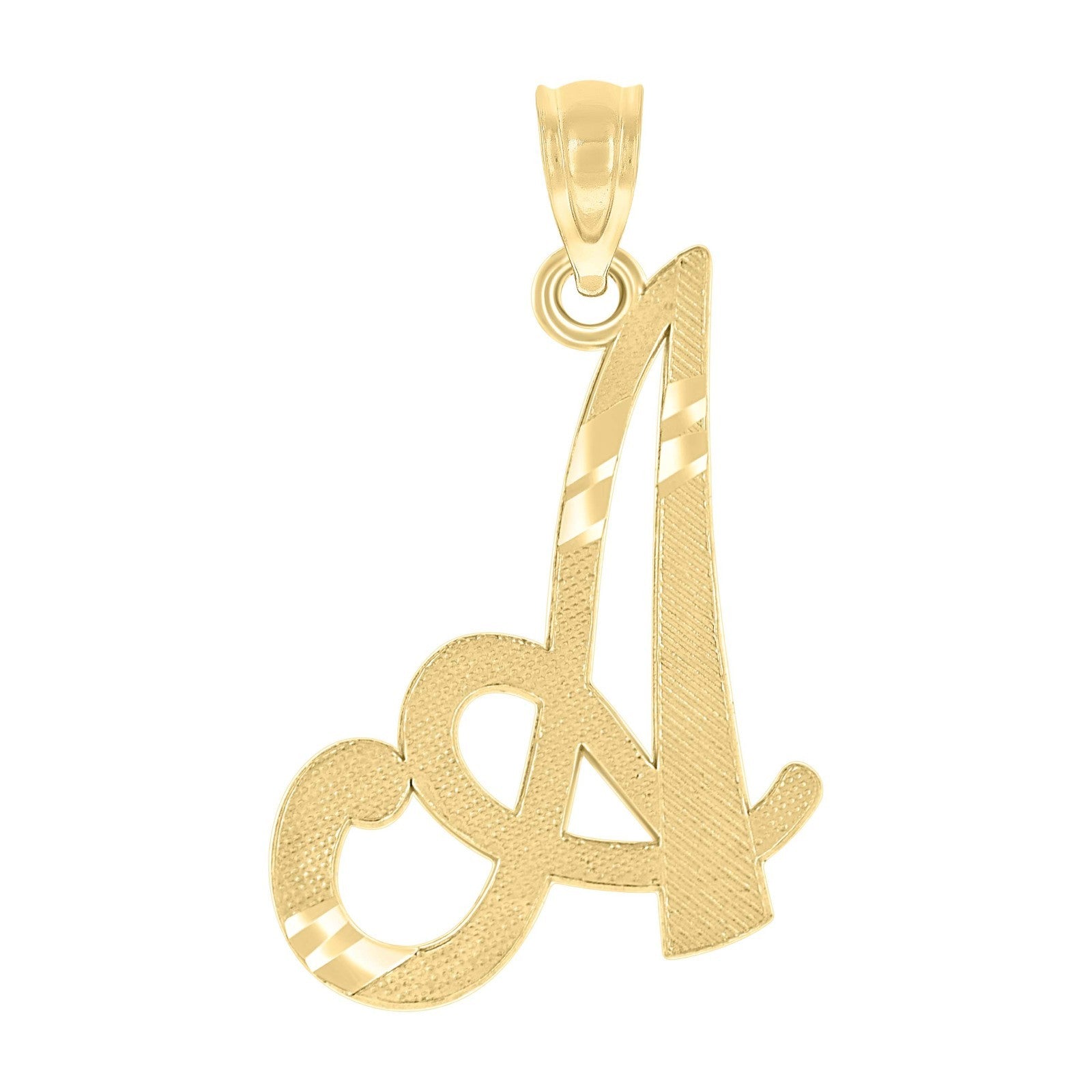 10k Yellow Gold Initial Letter "A" Pendant 0.6g Alphabet Unisex Charm