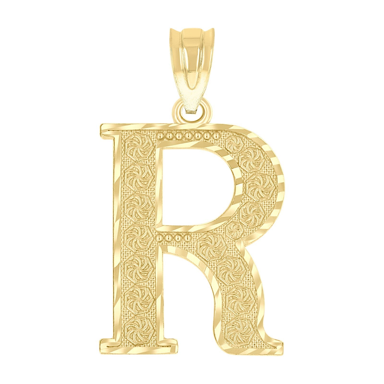 10k Yellow Gold Initial Letter "R" Pendant 1.3g Alphabet Unisex Charm