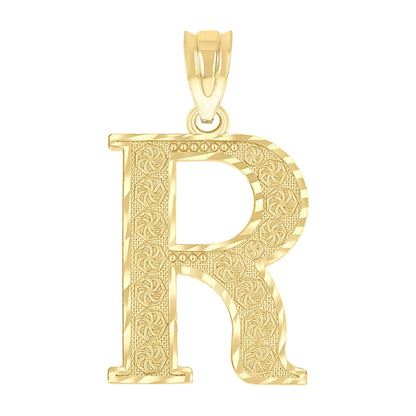 10k Yellow Gold Initial Letter "R" Pendant 1.3g Alphabet Unisex Charm