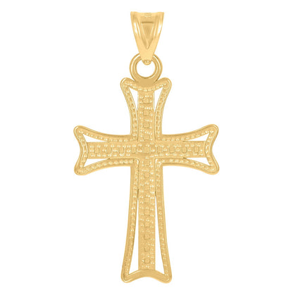 10k Yellow & White Gold Diamond-Cut Christian Cross Religious Charm 1.5g Pendant