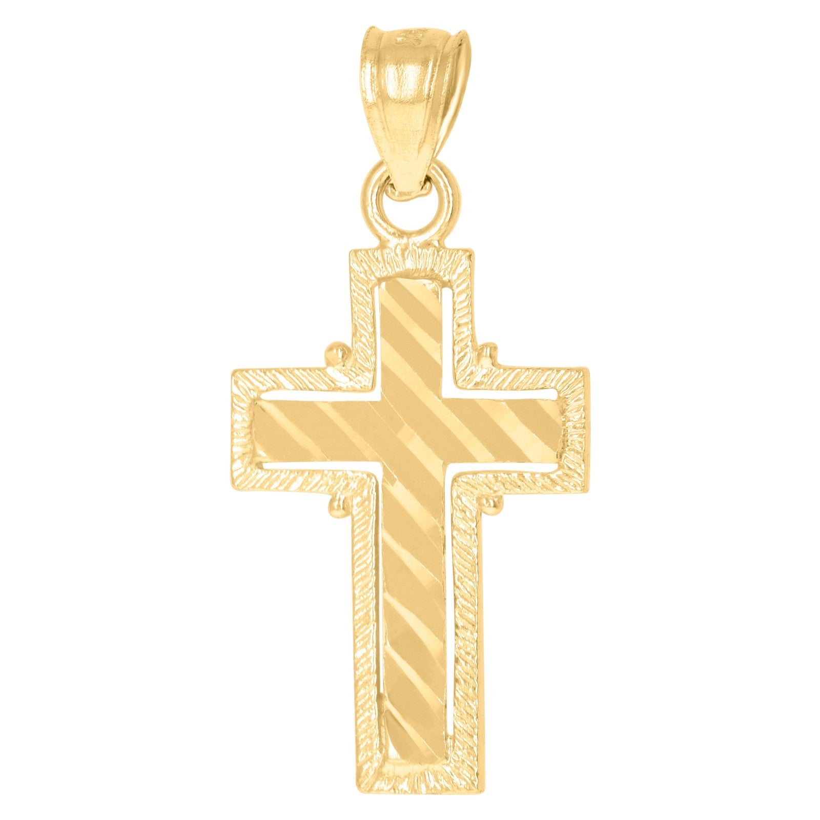 10k Yellow Gold Pure Diamond-Cut Cross Religious Charm 1.4gms Unisex Pendant