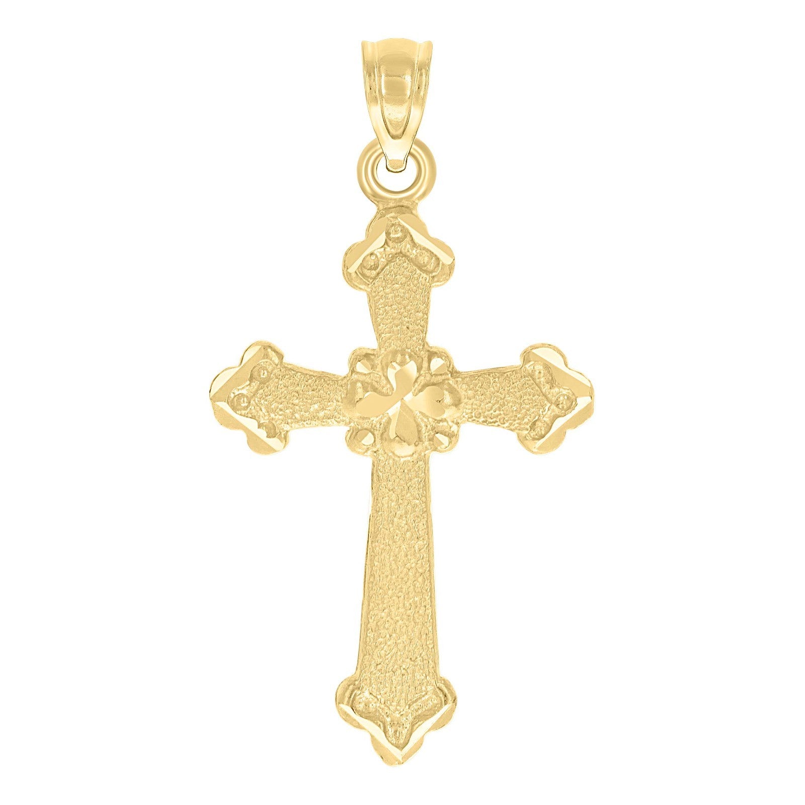 For Unisex Adults 10k Yellow Gold Textured Cross Religious Charm 1.2gms Pendant