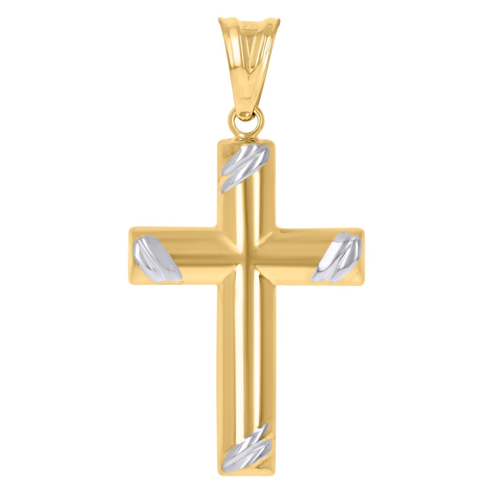 10k Yellow & White Gold Polished Unisex Adult Cross Religious Charm 1.2g Pendant