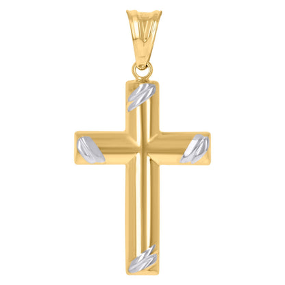 10k Yellow & White Gold Polished Unisex Adult Cross Religious Charm 1.2g Pendant