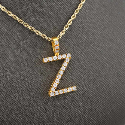 925 Yellow Natural 0.15 CTW Diamond Initial Alphabet "Z" Pendant 2g Unisex Charm