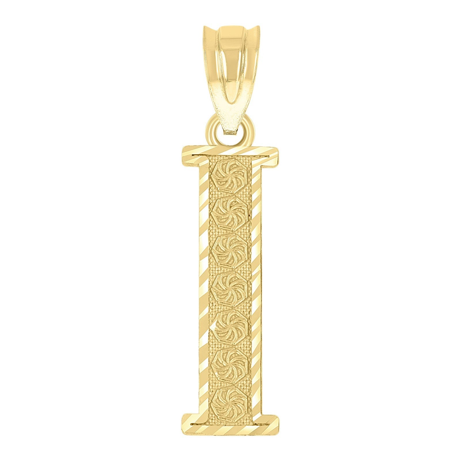 10k Yellow Gold Initial Letter "I" Pendant 0.8g Alphabet Unisex Charm