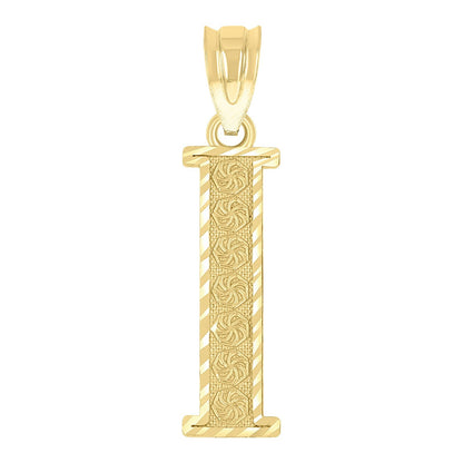 10k Yellow Gold Initial Letter "I" Pendant 0.8g Alphabet Unisex Charm