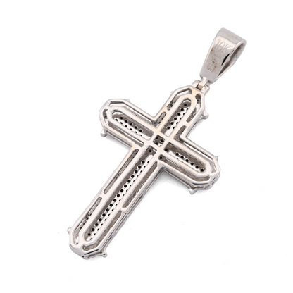 10k White Gold 0.5CTW Natural Diamond Cross Charm 5.3gms Religious Mens Pendant