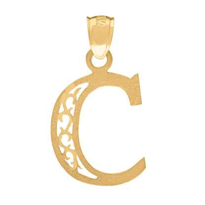 10k Yellow Gold Initial Letter "C" Pendant 0.7g Alphabet Unisex Charm