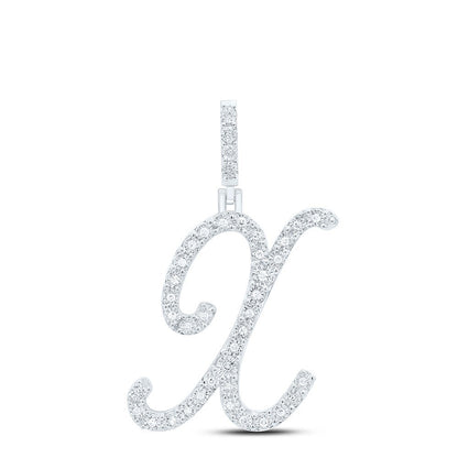 0.15CTW Natural Diamond 2.04g Sterling Silver Initial "X" Pendant Letter Charm