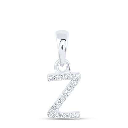 0.03CTW Natural Diamond 0.34g 10k White Gold Initial "Z" Pendant Letter Charm