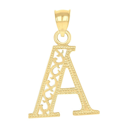 10k Yellow Gold Initial Letter "A" Pendant 0.7g Alphabet Unisex Charm