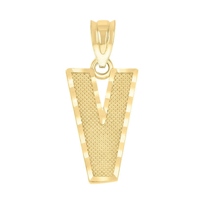 10k Yellow Gold Initial Letter "V" Pendant 0.7g Alphabet Unisex Charm