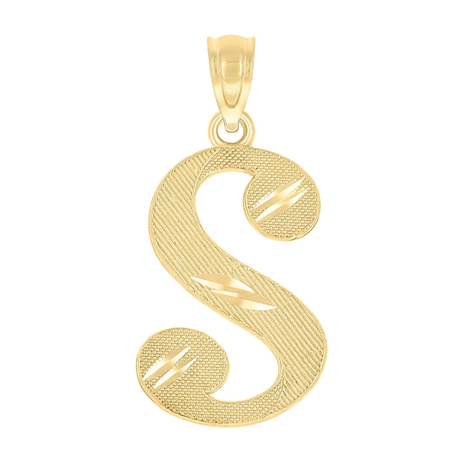 10k Yellow Gold Initial Letter "S" Pendant 0.7g Alphabet Unisex Charm