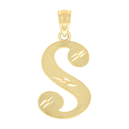10k Yellow Gold Initial Letter "S" Pendant 0.7g Alphabet Unisex Charm