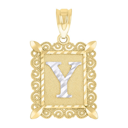 10k Yellow & White Gold Initial Letter "Y" Pendant 2.2g Alphabet Unisex Charm