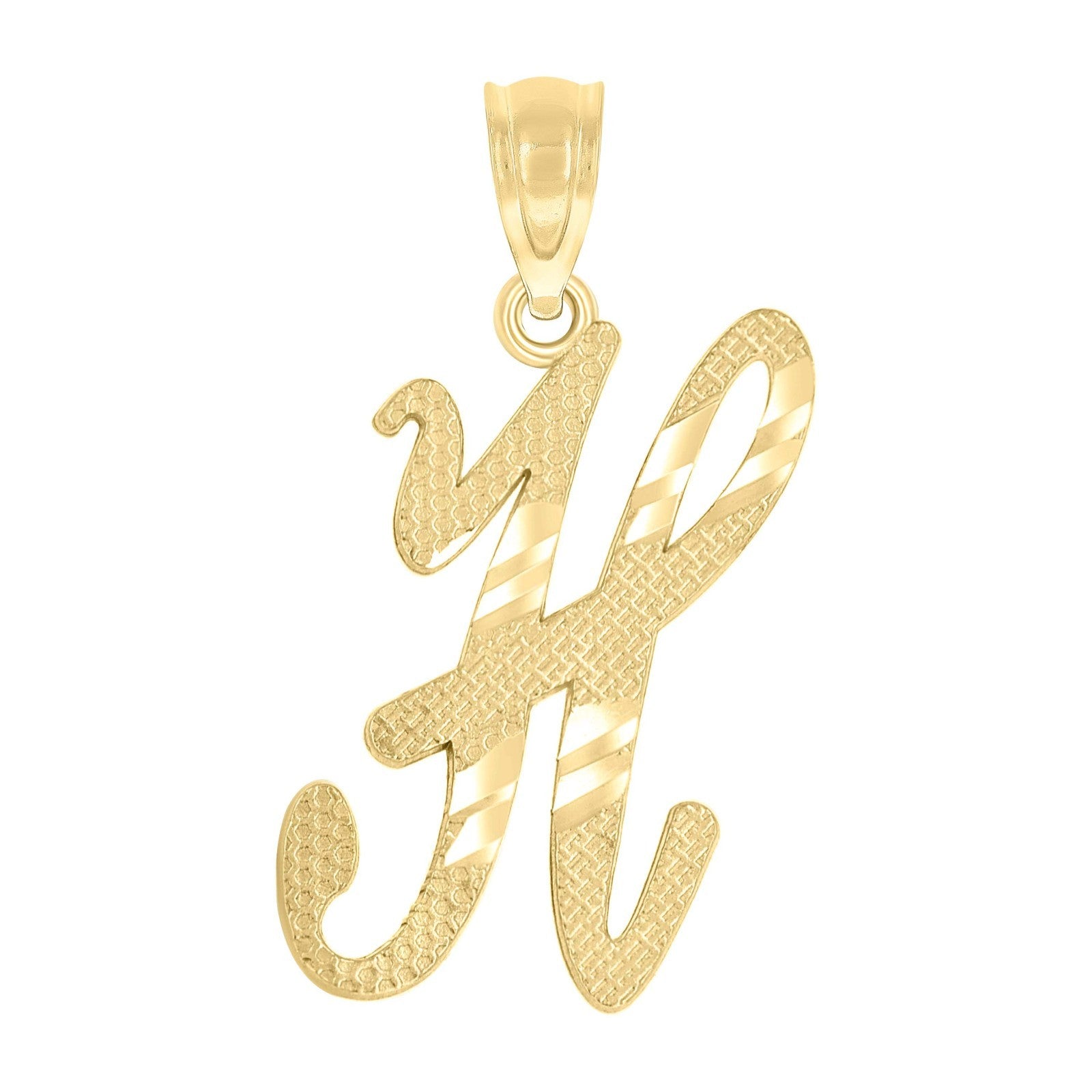 10k Yellow Gold Initial Letter "H" Pendant 0.7g Alphabet Unisex Charm