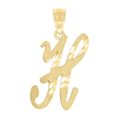10k Yellow Gold Initial Letter "H" Pendant 0.7g Alphabet Unisex Charm
