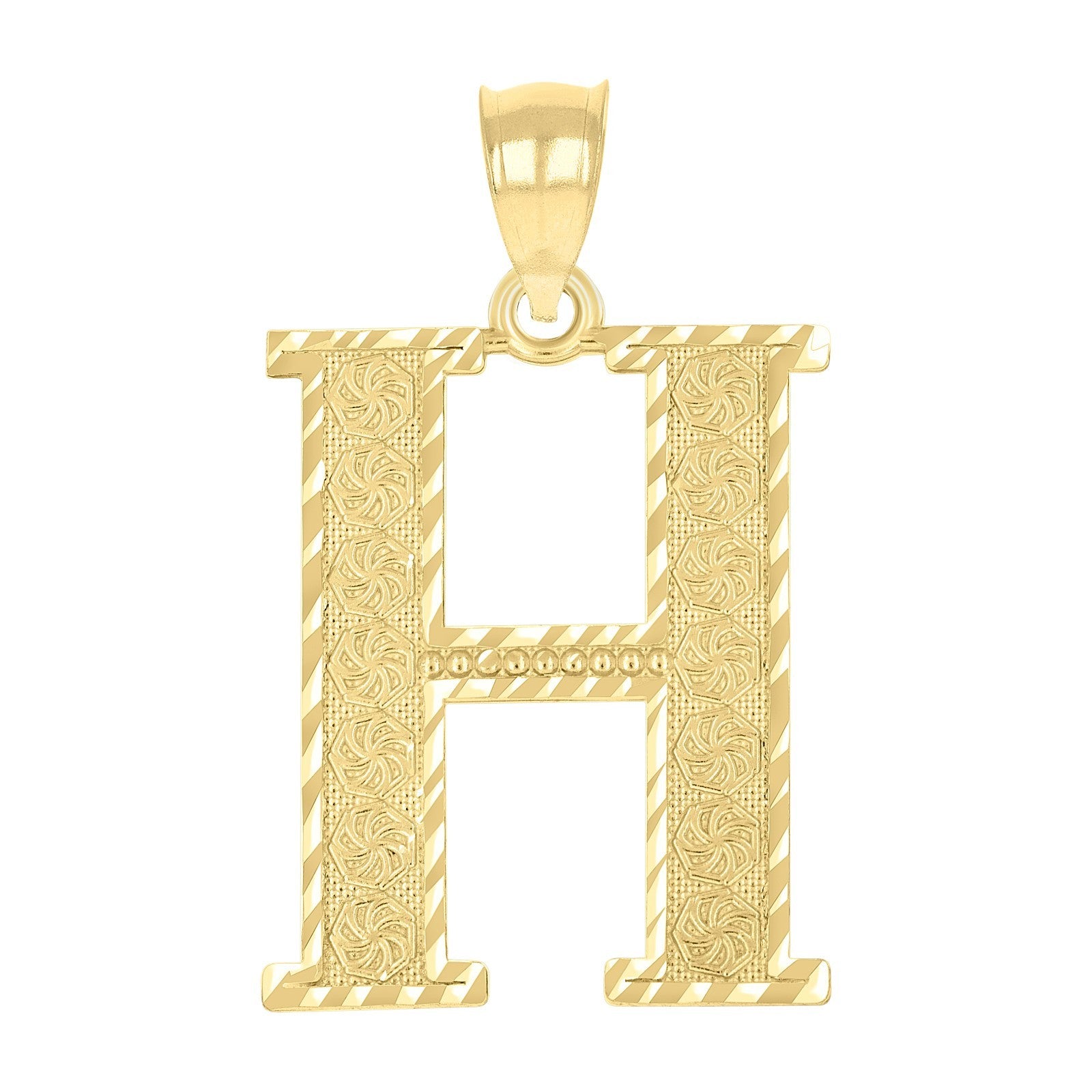 10k Yellow Gold Initial Letter "H" Pendant 2.7g Alphabet Unisex Charm