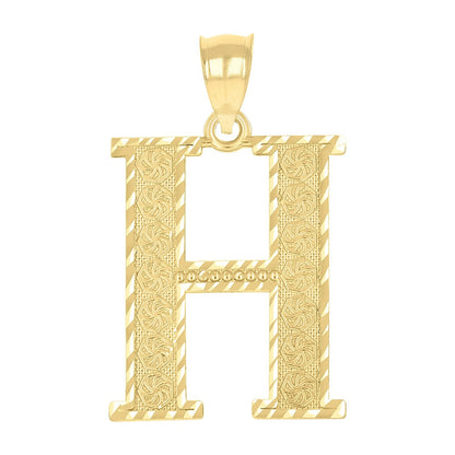 10k Yellow Gold Initial Letter "H" Pendant 2.7g Alphabet Unisex Charm