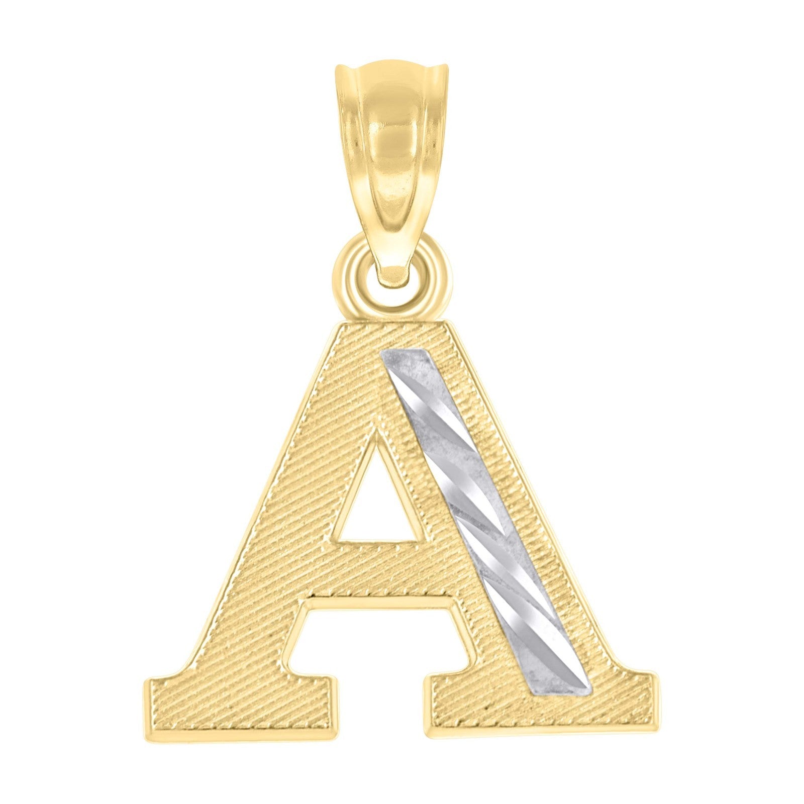 10k Yellow & White Gold Initial Letter "A" Pendant 0.6g Alphabet Unisex Charm