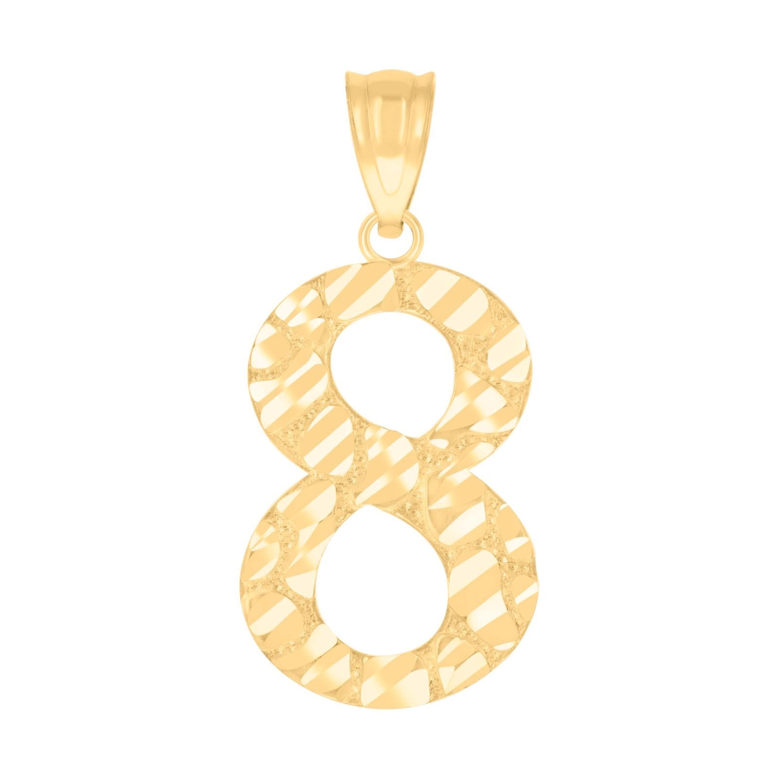 10k Yellow Gold Initial Number "8" Pendant 0.9g Numeral Unisex Charm