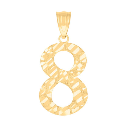 10k Yellow Gold Initial Number "8" Pendant 0.9g Numeral Unisex Charm