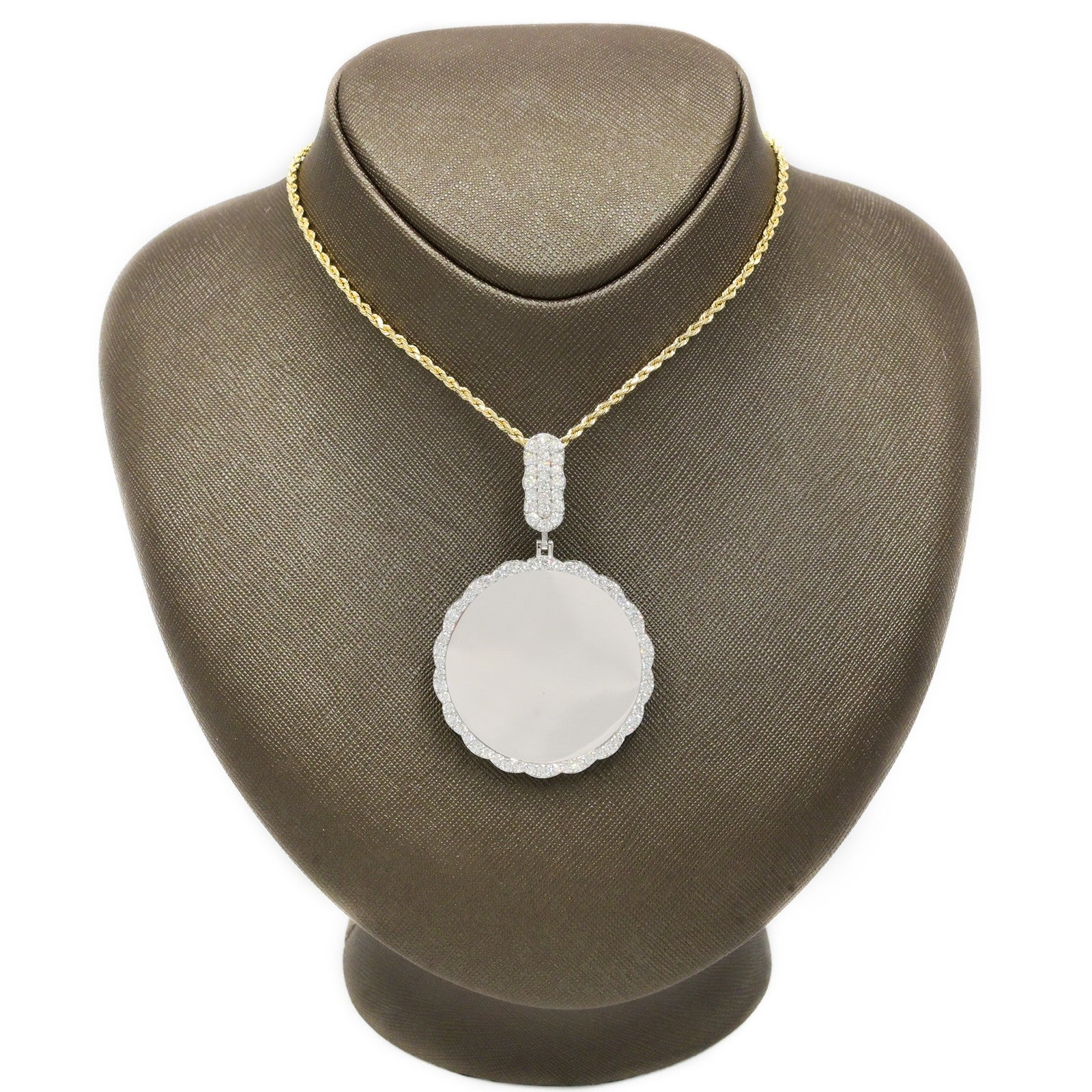 925 Silver 3.54CTW Lab Grown Diamond Picture Charm Curve Edges Pendant 11.4g